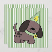 パピー４歳の誕生日パーティー　子供用ライムカスタム招待状 招待状 (正面/裏面)