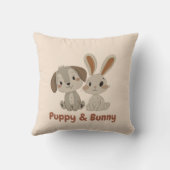 パピー&バニー | かわいい動物の友だち子供へゃ クッション (裏面)