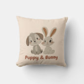 パピー&バニー | かわいい動物の友だち子供へゃ クッション (正面)
