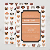 パピー パーティー, ニューパピー パーティー, ドッグ バースデー 招待状 (正面/裏面)