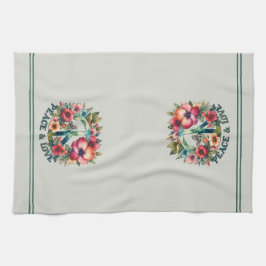 パピー&フローラ70年代レトロ「平和と愛」平和サイン キッチンタオル