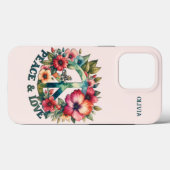 パピー&フローラ70年代レトロ「平和と愛」平和サイン Case-Mate iPhoneケース (裏面 (横))