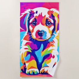 パピ鮮やかー芸術 ビーチタオル