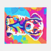 パピ鮮やかー芸術 フリースブランケット (正面(横))