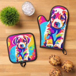 パピ鮮やかー芸術 鍋つかみ&鍋敷きセット