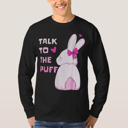 パフに話し掛ける。イースター2022バニーティー Tシャツ (正面)