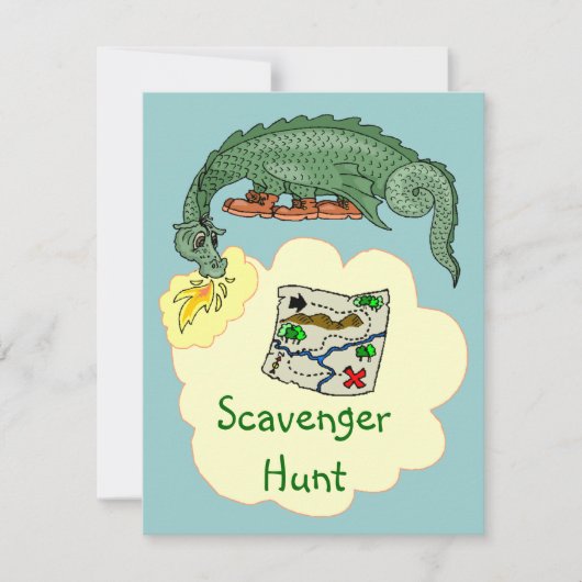 パフのドラゴン及びゴミ集め競争の地図の招待状 招待状 (正面)