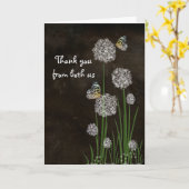 パフの花の蝶ありがとう カード (黄色い花)