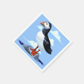 パフィンかわいい大西洋海鳥 スタンダードカクテルナプキン (角)