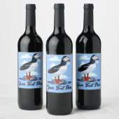 パフィンかわいい大西洋海鳥 ワインラベル (ボトル)