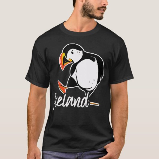 パフィンとアイスランド Tシャツ (正面)