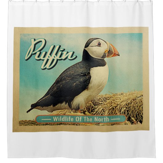 パフィンの鳥 – 北の野生生物 シャワーカーテン (正面)