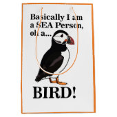 パフィンバードシーバードおもしろい誕生日 ミディアムペーパーバッグ (正面)