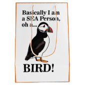 パフィンバードシーバードおもしろい誕生日 ミディアムペーパーバッグ (裏面)