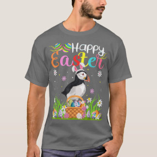 パフィンバードバニー卵狩りおもしろいパフィンハッピーエー Tシャツ