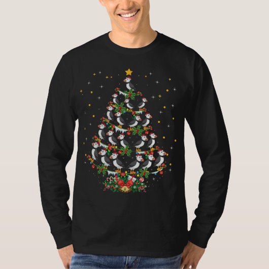 パフィンバードラバークリスマスサンタハットパフィンクリスマス Tシャツ (正面)