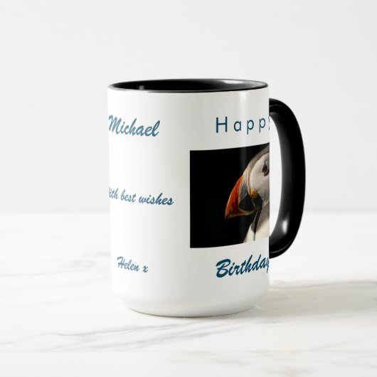 パフィンバードラバー誕生日のために彼のためのコーヒーマグ マグカップ (正面右)
