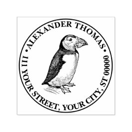 パフィンバードヴィンテージスケッチ名差出人住所 セルフインキングスタンプ