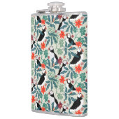 パフィンパターン暖かいベージュ フラスク (左)