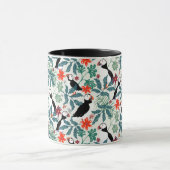 パフィンパターン暖かいベージュ マグカップ (中央)