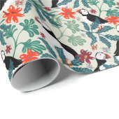 パフィンパターン暖かいベージュ ラッピングペーパー (ロールコーナー)