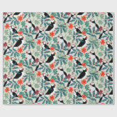 パフィンパターン暖かいベージュ ラッピングペーパー (フラット)