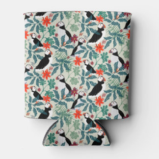 パフィンパターン暖かいベージュ 缶クーラー