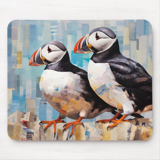 パフィン動物の鳥アートデコ絵を描ア マウスパッド (正面)