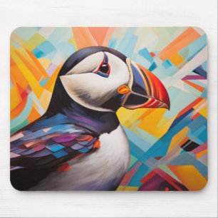 パフィン動物鳥カラフルポートレート絵画ズ マウスパッド
