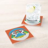 パフィン岩 ガラスコースター (アングル)