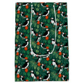 パフィン柄緑青 ミディアムペーパーバッグ (裏面)