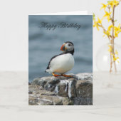 パフィン誕生日グリーティングカード カード (黄色い花)
