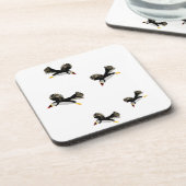 パフィン飛んでいるおもしろいバードアート コースター (左側)