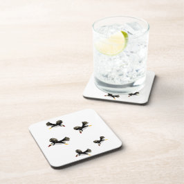 パフィン飛んでいるおもしろいバードアート コースター