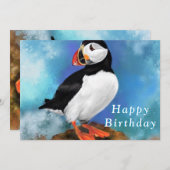 パフィン鳥ハッピーバースデーカード (正面/裏面)