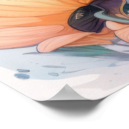 パフィン鳥ポートレート動物絵を描の野生生物フリー ポスター (角)