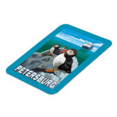 パフィン&クルーズ船 – ペテルブルク，アラスカ マグネット (左側)