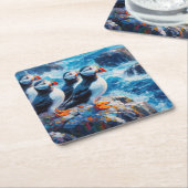 パフィン スクエアペーパーコースター (アングル)