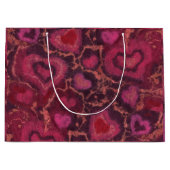 パフィーハートのロマンチックなラブピンクレッドバレンタインデー ラージペーパーバッグ (正面)