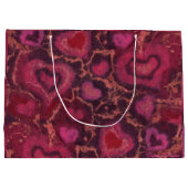 パフィーハートのロマンチックなラブピンクレッドバレンタインデー ラージペーパーバッグ (裏面)