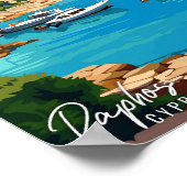 パフォスキプロスヴィンテージ旅行イラストレーション ポスター (角)