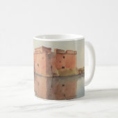 パフォス城の水彩画スタイルの画像 コーヒーマグカップ (正面右)