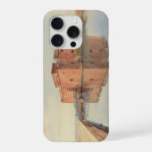 パフォス城の水彩画スタイルの画像 iPhoneケース (裏面)