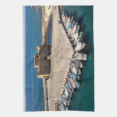 パフォス城ハーバーティータオル – オリジナル写真 キッチンタオル (縦)