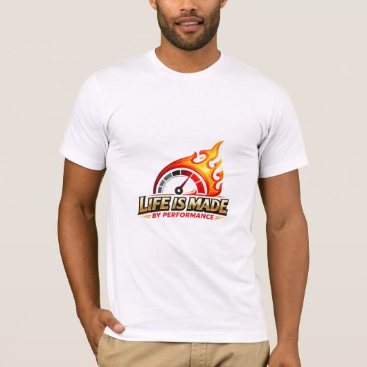 パフォーマンススピードメーター炎デザイン Tシャツ (正面)