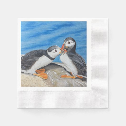 パフキスをするィン 縁ありカクテルナプキン (正面)