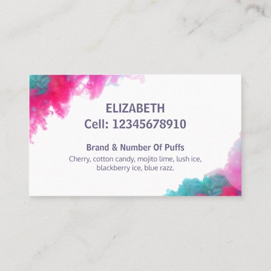 パフバー使い捨てベーパスホワイトビジネスカード 名刺 (裏面)