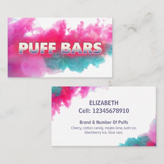 パフバー使い捨てベーパスホワイトビジネスカード 名刺 (正面/裏面)