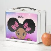 パフパーソナライズされたヘアベビーガール メタルランチボックス (インサイチュ)