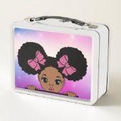 パフパーソナライズされたヘアベビーガール メタルランチボックス